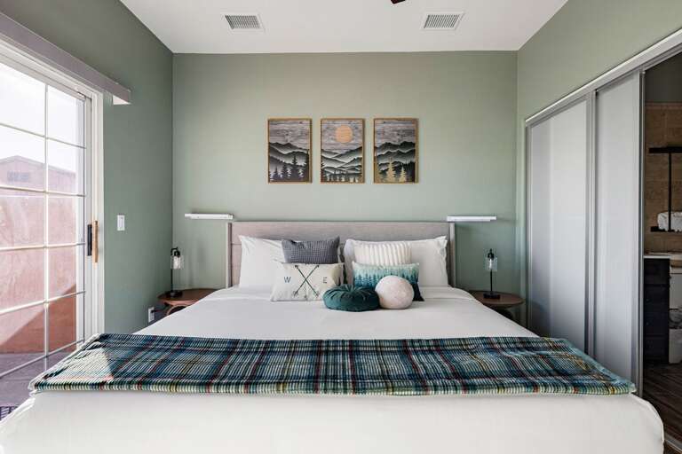 Upscale bedroom sanctuary curated for rest and relaxation.