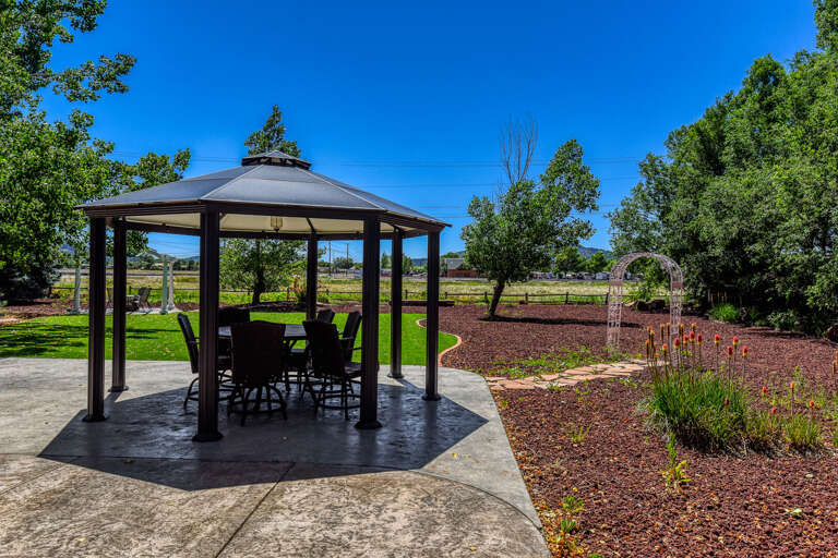 Backyard gazebo with mountain views