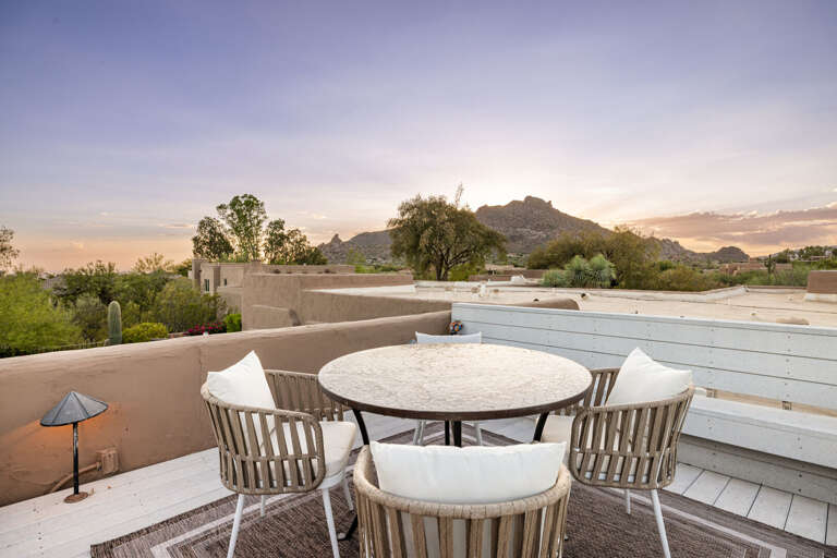 Gather on the rooftop terrace to enjoy breathtaking sunsets, peaceful surroundings, and sweeping views of the Sonoran Desert.