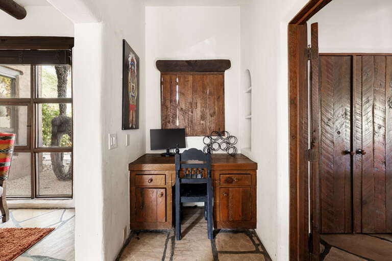 Stay productive with a dedicated workspace offering a quiet spot to catch up on emails or plan your next adventure.