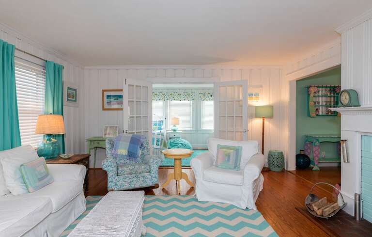 Living Room is just off the french doors enclosing the twin bedroom. Living Room is just off the french doors enclosing the twin bedroom.