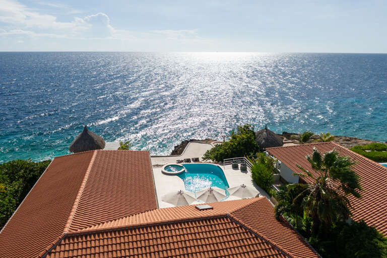 Bird eye view of vacation home Villa Sea Paradise Curacao