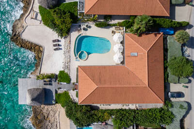 Helicopter view of the villa in Curacao
