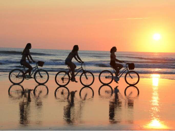 The beach is quite wide with combo of hard sand (for riding) and soft sand