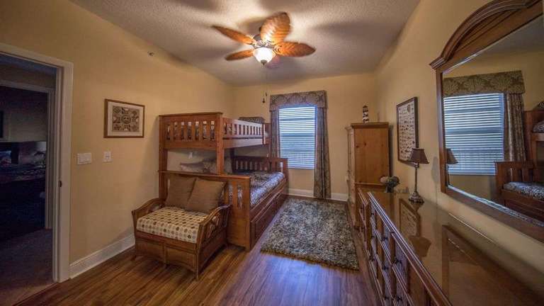 Guest Room Sleeps 4 - one queen with twin on top and twin trundle underneath. Guest Room Sleeps 4 - one queen with twin on top and twin trundle underneath.