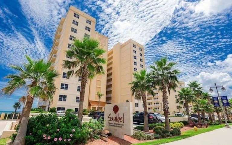 Sanibel Condominium, building, front view. Sanibel Condominium, building, front view.