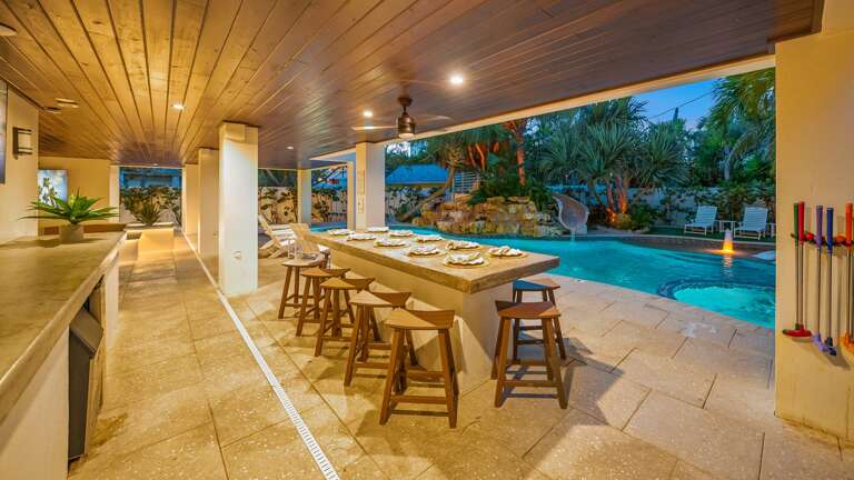 Outdoor Bar Area and Dining at Twilight