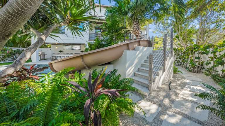 Slide and Tropical Landscaped Path
