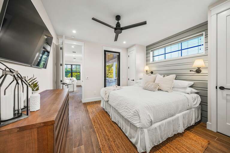 Master Bedroom 1-King Bed, En Suite Bath, TV, Balcony Access