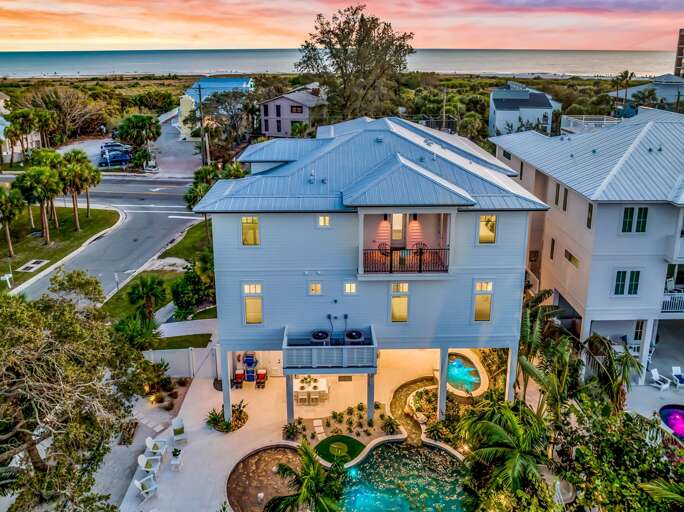 Twlight - Rear Elevation - Gulf View - Pool View - The Plaza