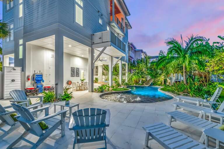 Twilight - Rear Elevation - Free Amenities - Outdoor Lounge Area