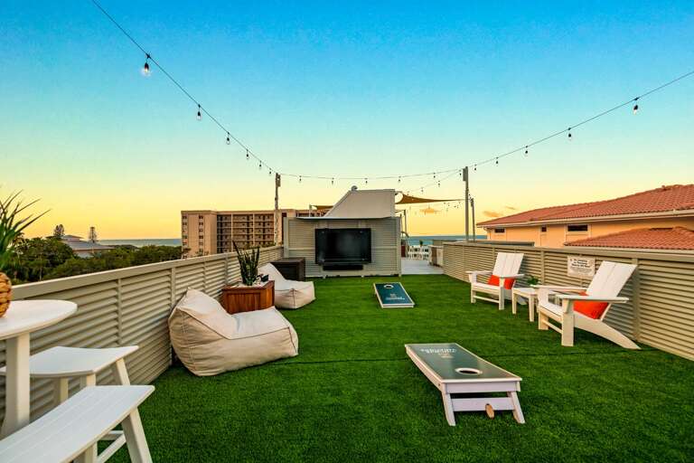 Rooftop - Gaming Area - Cornhole, Jenga, Connect 4 - Checkers - Large HDTV - City and Gulf Views Rooftop - Gaming Area - Cornhole, Jenga, Connect 4 - Checkers - Large HDTV - City and Gulf Views