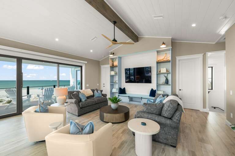 2nd Living Level - Club Room - Large HDTV - Wet Bar - Beach Views