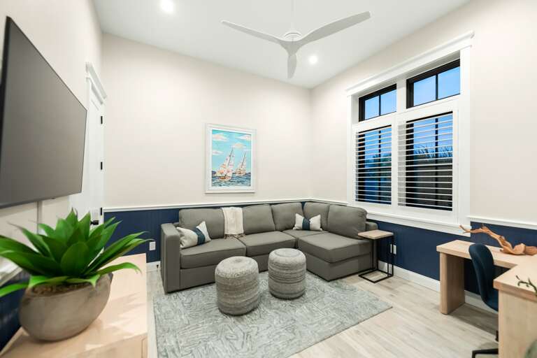 Study with Dedicated Workspace, Seating, and TV