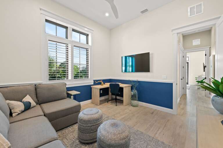 Study with Dedicated Workspace, Seating, and TV