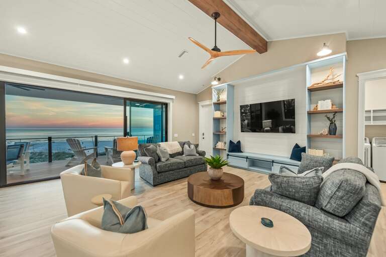 Club Room - Large HDTV - Wet Bar - Soft Seating and Dining Space for 4 - Beach Views