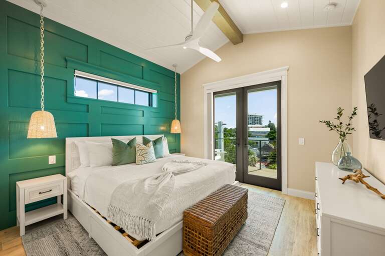 Bedroom 4 - King Size Bed - Large HDTV and En-Suite Bathroom w/ Balcony Access