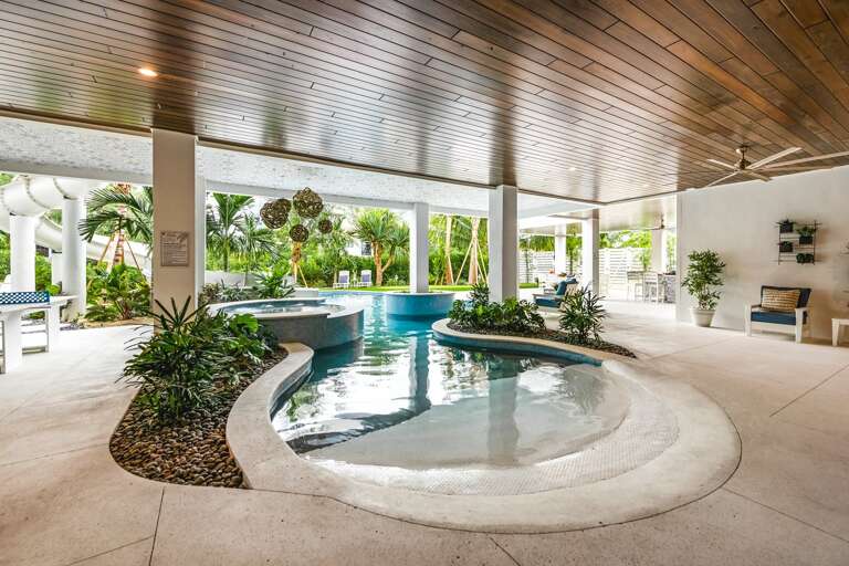 Covered Pool Area - Beach Entry Resort Style Pool.
