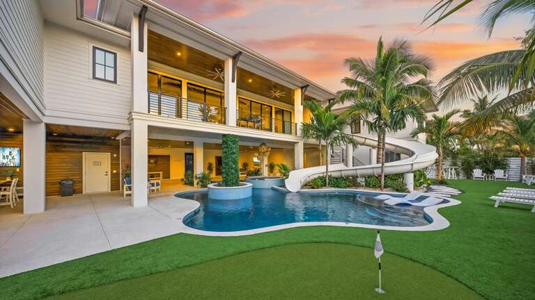 Twilight - Rear Elevation - Waterslide - Resort Style Pool/Spa