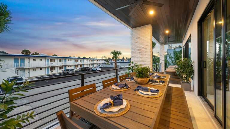 Twilight - 1st Living Level - Front Balcony - Living Room Access - Outdoor Dining Area Twilight - 1st Living Level - Front Balcony - Living Room Access - Outdoor Dining Area