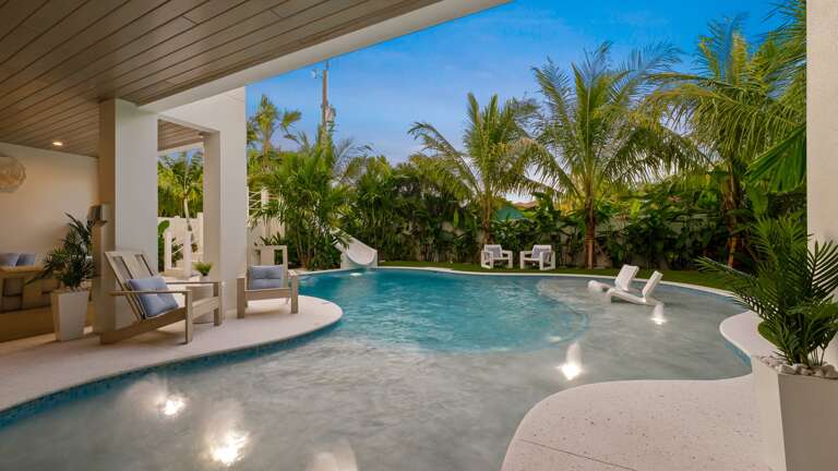 Twilight - Covered Pool Area - Beach Entry Resort Style Pool