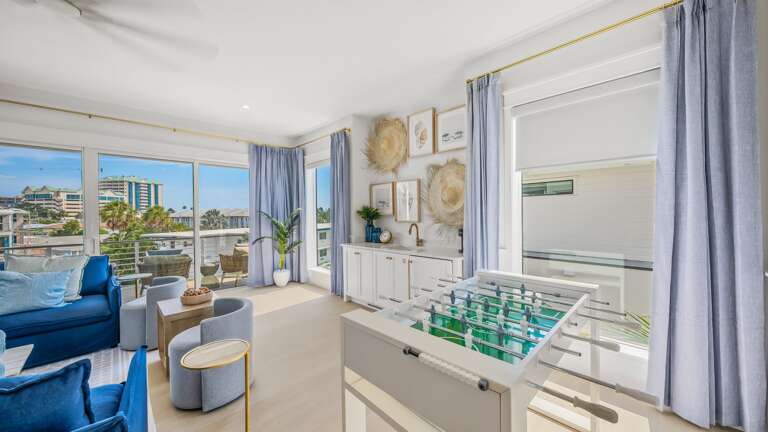 Daytime - 2nd Living Level - Club Room - Foosball - Balcony and Rooftop Access - Gulf Views