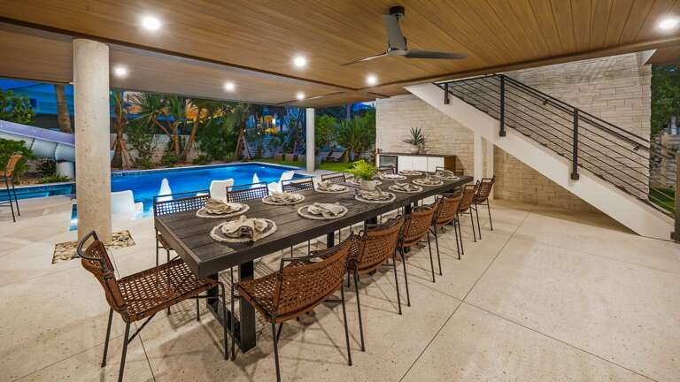 Twilight - Covered Pool Area - Lounge Area and Dining Space