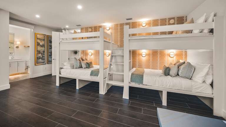 Bedroom 5 - En-Suite Bathroom - (2) Full/Full Bunk Beds - Rock-Climbing Wall