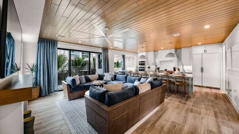 Great Room - Open Floor Plan - Fully Stocked Kitchen, Dining for 8 and Bar seating for 6 - Balcony Access