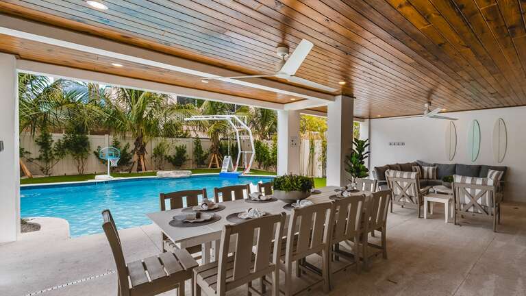 Covered Pool Area - Lounge Area - Outdoor Dining Table