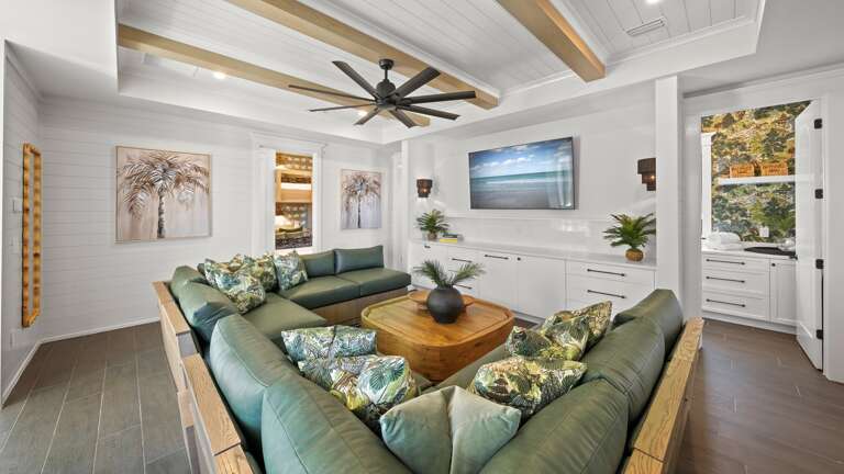 2nd Living - Media Centre - Featuring a Large HDTV, PS4, Nintendo NES and Wall Scrabble