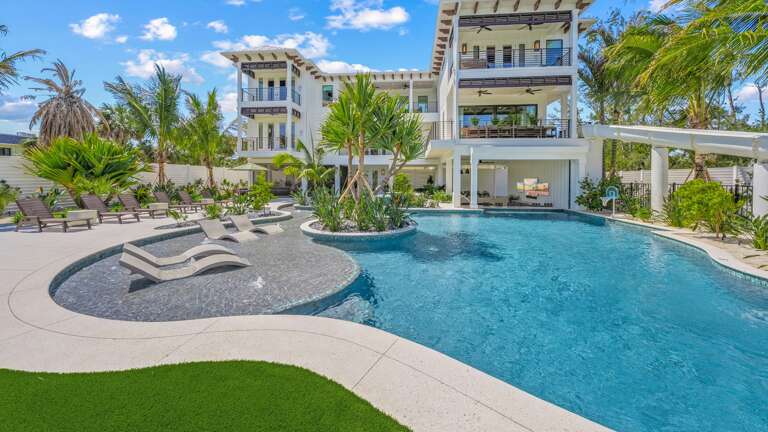 Sunken Living Area - Screened in Patio - 2nd Level Waterslide, Spa, and Curtain