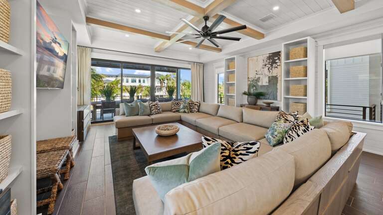 Great Room - Open Floor Plan - Fully Stocked Kitchen, Dining for 16 and Bar seating for 6 - Balcony Access