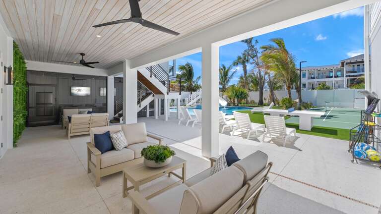 Covered Pool Area - Resort Style Pool w/ Waterslide and Oversized Spa - Sport Court & Mini Golf