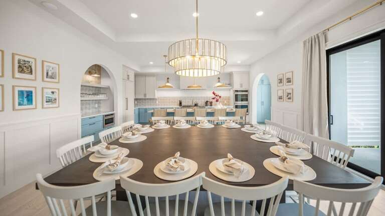 Spacious Dining Space, Sleek Surface, Seats Set