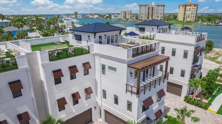 Ariel Drone - Front Elevation - Sunset Sky