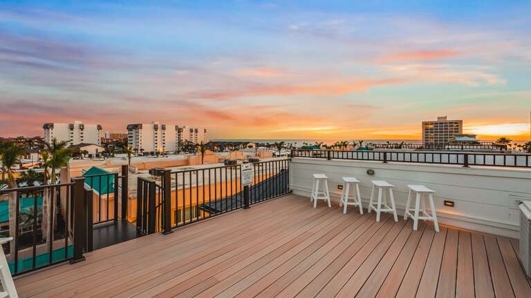 Home B - Twilight - Ariel Drone - Rooftop - Gulf Views