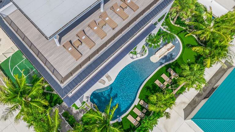 Aerial Drone - Rooftop Deck - Resort Style Pool - Sports Court