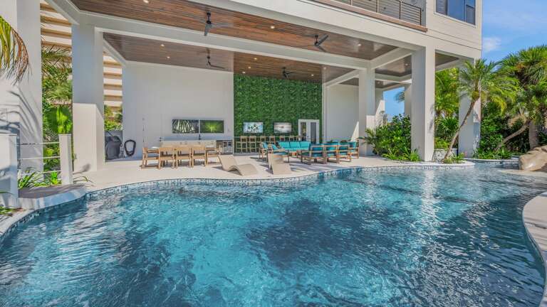 Pool Area - Resort Style Pool - Diving Platform - Seating - Dining - HD TV's