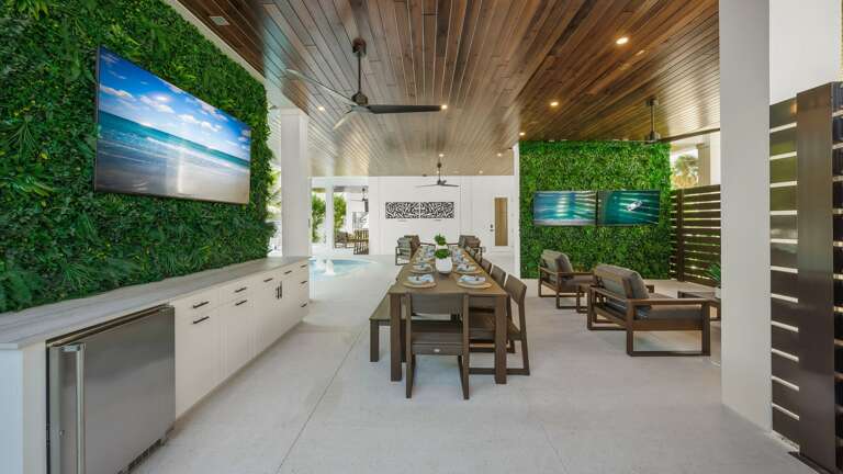 Covered Pool Patio - Dining - Soft Seating - 3 HD TV's