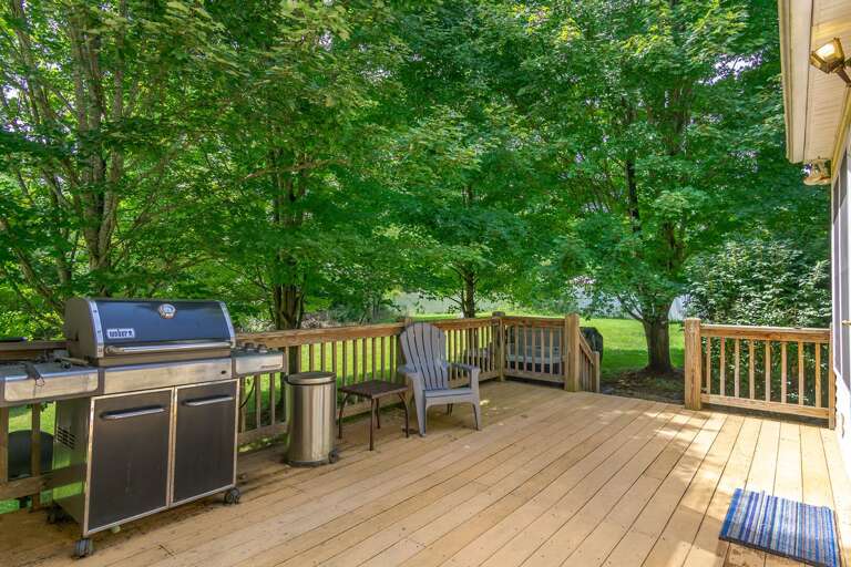 When you're not firing up the grill, the openness of the back deck is the perfect space for activities such as outdoor yoga.
