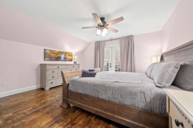 Access your own little balcony from this bedroom, located on the upper floor.