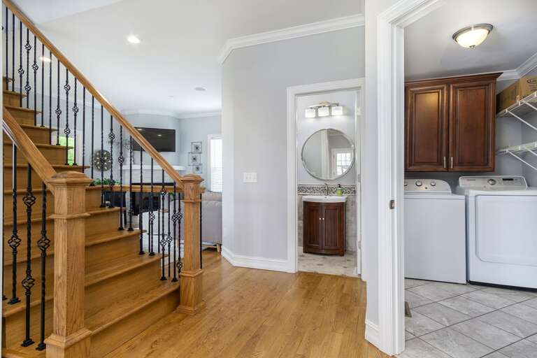 A half bath on the main floor means you can hang out on the main level without needing to make excessive trips up and down the stairs.