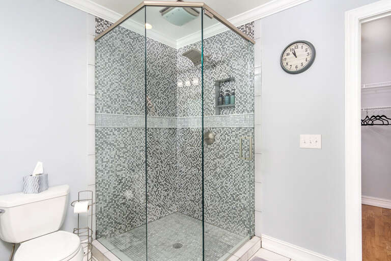 The walk-in rain shower is a welcome sight after a day of hiking!