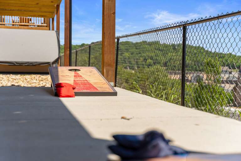 Terrace With Bean Bag Toss Game And Scenic View