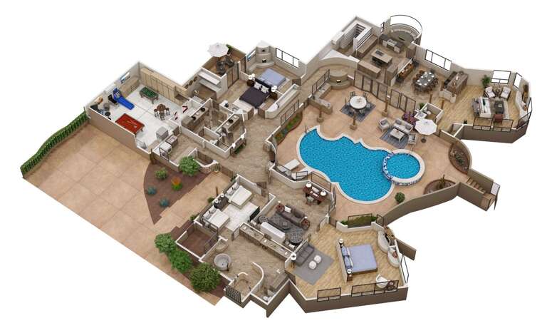 Spacious Split-level Residence With Pool, Patios, And Multiple Rooms