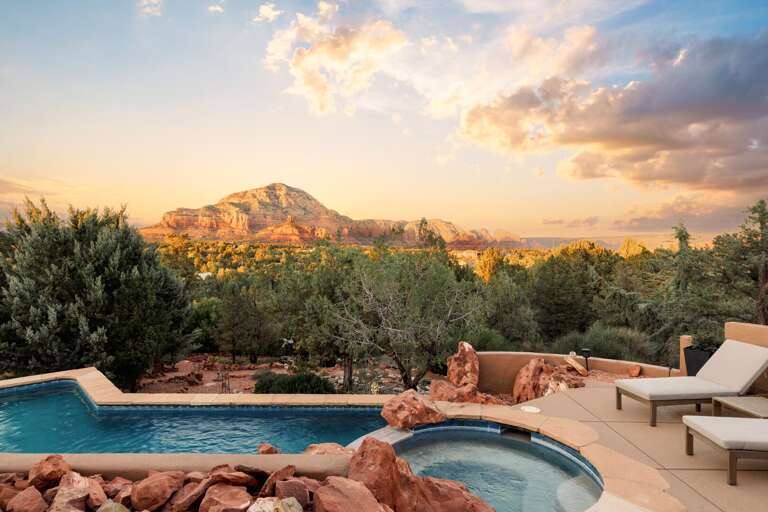 [Home 1] Heated pool and spa with incredible red rock views.