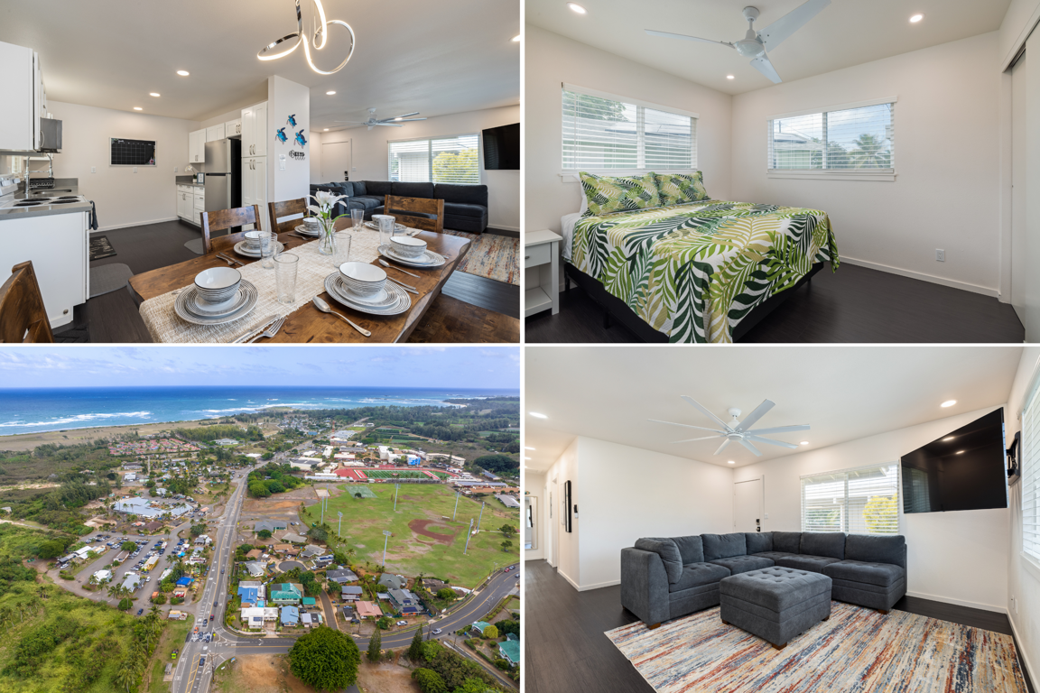 Kahuku 3BR Ohana A/C, WiFi, Parking House for Short Term Rental