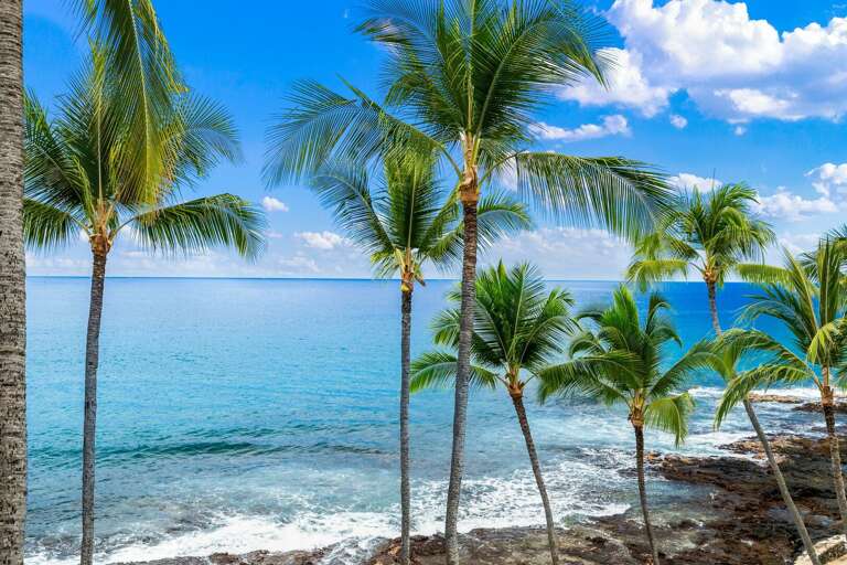 In the lee of the mighty Mauna Kea and Mauna Loa, the Kona Coast is almost always calm and serene.