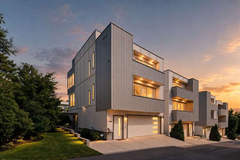 The property is 4 stories and each level has a walkout balcony with downtown views